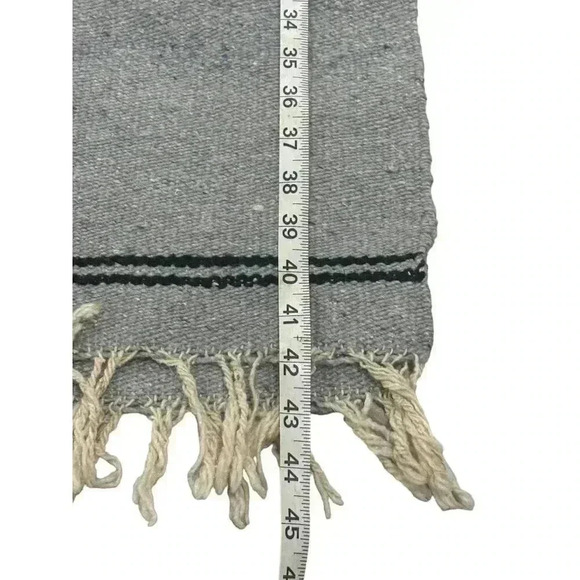 Vintage HandwovenSerape Poncho With Bird Motif & Geometric Patterns Black Grey - Picture 5 of 7